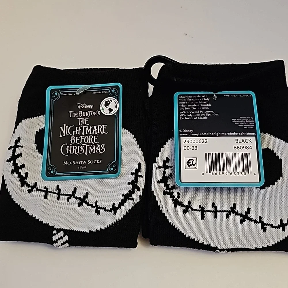 Disney Jack Skellington Nightmare Before Christmas No-Show Socks (2pair) sz 4-10 - Picture 4 of 6